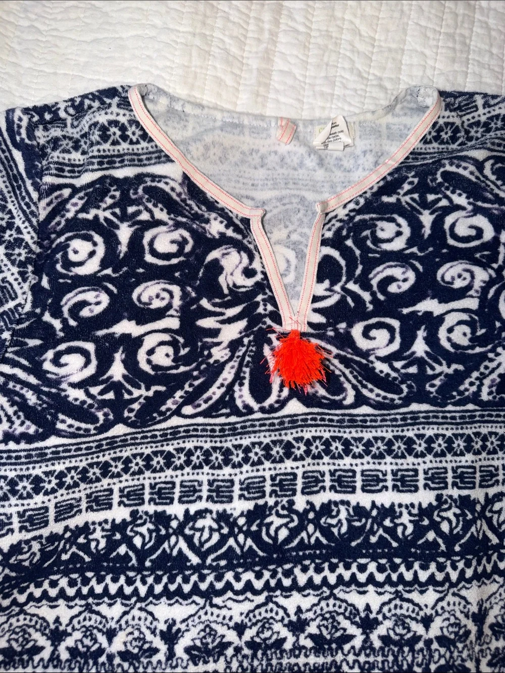 Navy and White Short Sleeve Swim Cover up